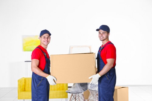 Removalists carrying boxes through an inner-west home