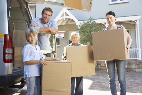Packed household furniture ready for local moving service