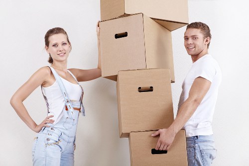 Mover carrying household items in East London